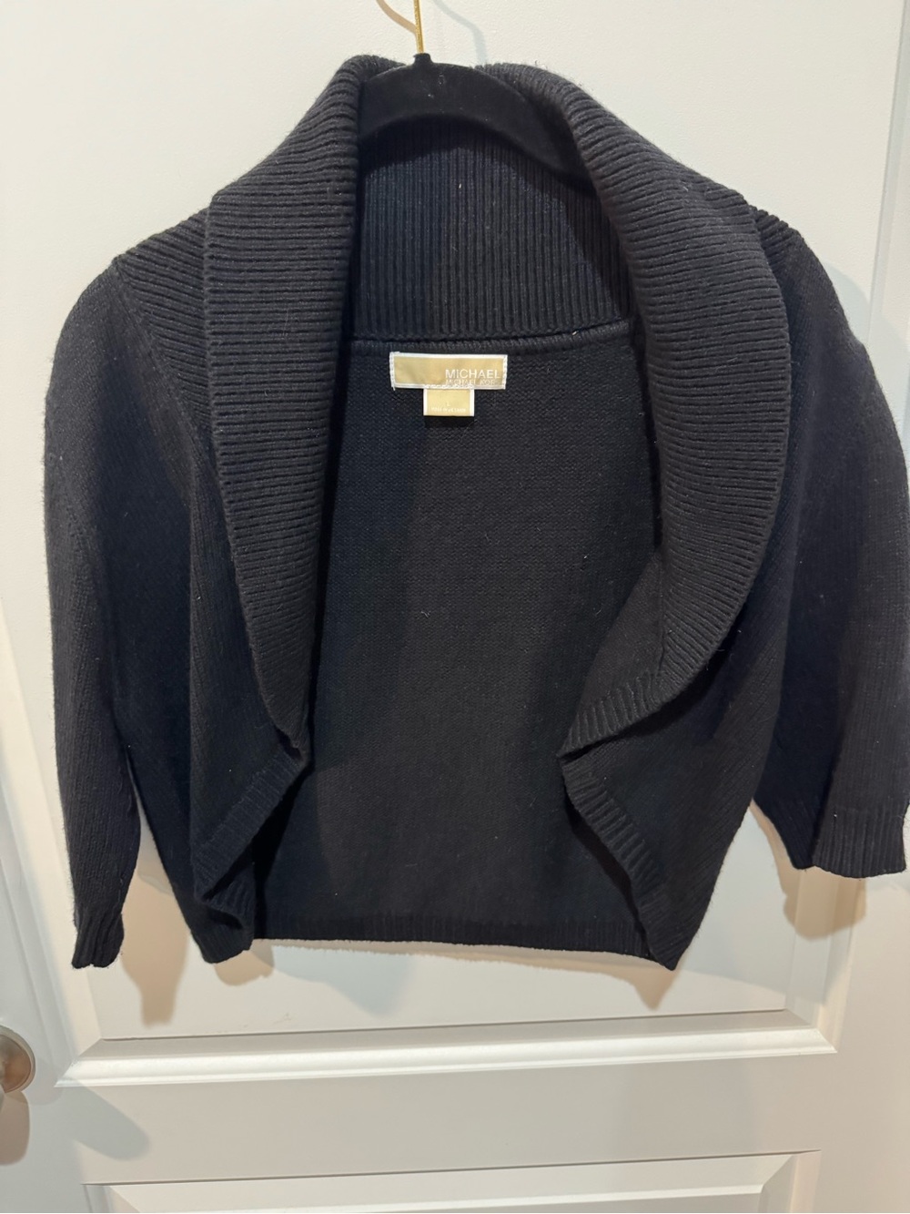 MICHAEL Michael Kors Black Shawl Collar Open-Front Cardigan